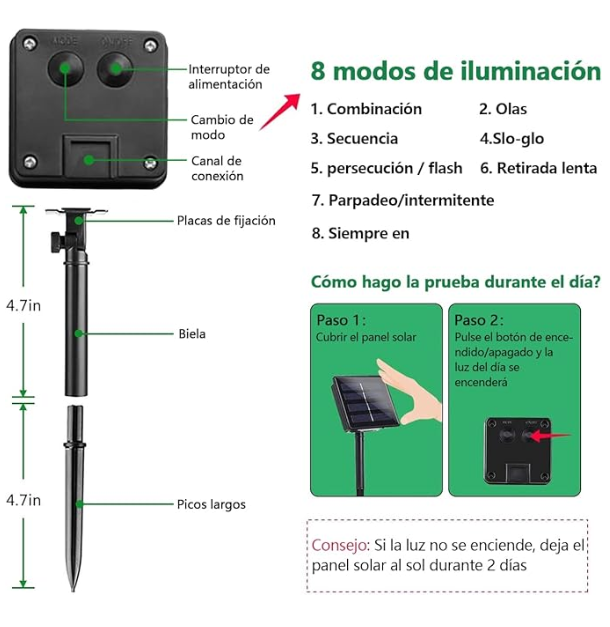 luces navideñas con panel solar