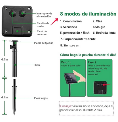 luces navideñas con panel solar